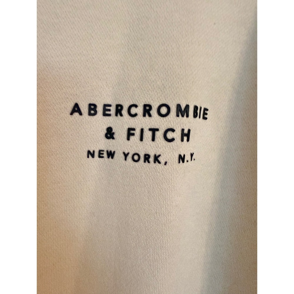 Abercrombie Fitch Mens Oversized Crewneck Sweatshirt Beige Soft Fleece Size M - Picture 2 of 4